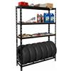 Relaxdays Scaffale 6 Pneumatici, HxLxP 180 x 120 x 40 cm, 600 kg, Acciaio, Sistema a Incastro, Nero
