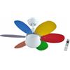 Bastilipo BOLONIA DC Ventilatore da soffitto con motore DC, telecomando, 75 cm Ø, 6 pale, bianco/multicolore, telaio bianco
