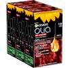Garnier Olia Red Lacquers Tinta Capelli Permanente Senza Ammoniaca Colorazione con Oli di Fiori di Origine Naturale ad Azione Illuminante e Nutriente Colore 7.25 Rosso Rubino - 3 Confezioni