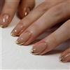 RAMTRIO 24 pezzi Unghie Finte Press on Nails French Acrilico Copertura Completa Stick Dorati Tip unghie Mandorla Francese Ovali Corte Mandorla Unghie Artificiali Adesive per Donne Nail Art