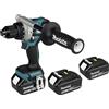Makita DDF486RT3J - Trapano avvitatore a batteria, 18 V/5,0 Ah, 3 batterie + caricatore in MAKPAC petrolio/nero