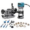 KATSU Tools KATSU Rifilatore Fresatrice Verticale per Legno Elettrica 220V 710W Laminatore Router Strumento per Falegnami + Mandrino da 1/4 + Base a Tuffo + Frese per Legno + Kit Guide per Router