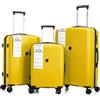 R.Leone Valigia da 1 Fino a Set 3 Bagaglio a mano 55x40x20 Ryanair, Medio, Grande Ultra Strong Antiurto Resistente Trolley rigido leggero 8 ruote in Polipropilene 9188 (Giallo, Set 3 Pezzi S M L)