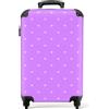 NoBoringSuitcases.com bagaglio a mano, trolley, valigia da 10 kg, rigida, leggera, valigie da viaggio per cabina, aereo, con 4 ruote girevoli, manico estensibile robusto 55x40x20 cm Cuori Sfondo Viola