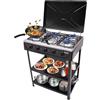 Haitiahote Fornello a gas a 5 fuochi, Piano cottura, Fornello a gas naturale con cinque manopole rotanti, dotato di due ripiani, potenza di combustione 2,5 kW, per saltare in padella, cucinare pasta