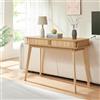 [en.casa] Tavolo a Consolle con 2 Ante Scorrevoli e Gambe in Bambù Mobile Alto Stretto Tavolo da Ingresso con Vani Chiusi per Soggiorno Studio 110 x 40 x 78 cm - Naturale