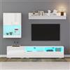 SACOOL Set da parete per TV, 175 x 39 x 34 cm, con vetrina, supporto e mensola da parete, con LED e lucido, mobile TV, in piedi e da appendere, TV fino a 80'