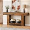 Tribesigns Tavolo Consolle, 160 cm Tavolo da Ingresso a 2 livelli con contenitore, Tavolo per Decorazioni, Tavolino da Divano, Consolle Ingresso in legno da fattoria, per soggiorno (mix marrone)