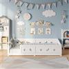 QMTXBYJ Letto per bambini 90 x 200 cm, Letto Montessori a terra in legno massiccio con protezione anticaduta, Letti a soppalco per bambini 90 x 200 con doghe, Letti barriera per bambini in legno