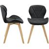 [en.casa] Set 2 Sedie con Rivestimento in Similpelle Trapuntata e Gambe in Legno di Faggio Sedie da Design Ergonomico per Sala da Pranzo Soggiorno Riunioni - Nero