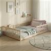 Kids Collective Letto per bambini Letto da terra 120 x 200 cm con protezione anticaduta e rete a doghe Letto Montessori Letto per bambini Naturale Altre misure 90 x 200 cm 140 x 200 cm