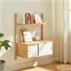 [en.casa] Scaffale da Parete con Ripiano e Scomparto Chiuso Regolabili in Altezza con Ante Scorrevoli Mobile Espositore 85 x 65 x 34 cm per Cucina Soggiorno Camera da Letto - bambù Naturale