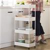 Vendeur pro Carrello portaoggetti mobile su 4 livelli, carrello portaoggetti per bagno, piccolo spazio cucina e ufficio, 20 cm di lato stretto (bianco)