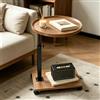 Piashow Tavolino girevole a 360°, tavolino con ruote, altezza regolabile 45-80 cm, forma a C, tavolino rotondo piccolo per divano, letto e ufficio (colore legno naturale)