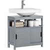 SoBuy Mobile Bagno Sottolavabo Salvaspazio - Armadietto con 2 Ante Scorrevoli e Ripiano Aperto - Mobiletto Lavandino Compatto per Bagno Moderno Piccolo - Grigio, 60x30x60cm, FRG128-SG
