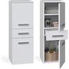 CDF Mobile alto da bagno NEL V DDS | Colore: Bianco | Moderno scaffale da bagno | Armadio portaoggetti | Spaziosi ripiani | Porte | Montaggio facile | Maniglie eleganti