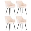 CLP Set 4 Sedie da Pranzo Shila Fodera A Rombi I Poltroncina Salone Comfort in Velluto O Stoffa con Braccioli, Colore:Beige, Materiale:Velluto