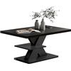 Casaria® Tavolino Detroit 90x60x45cm da Divano 2 Ripiani in Legno Carico Max 50kg Antigraffio Tavolo da Caffé Soggiorno Design Moderno