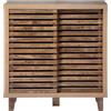 Calicosy - Credenza 2 ante scorrevoli con lame traforate - Decorazione in legno - Collezione Liam - Mobile portaoggetti per soggiorno, camera da letto, ingresso - L 80 x P 29 x H 88,5 cm