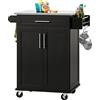 SoBuy Mobile Cucina Salvaspazio Carrello Cucina con Ruote Mobiletto Cucina Dispensa Credenza Cucina Madia Cucina Isola Cucina 80×46×90 cm Nero FKW110‑SCH