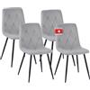Albatros Dora - Set di 4 sedie imbottite per sala da pranzo, colore: grigio, elegante design vintage, portata 110 kg, sedia imbottita
