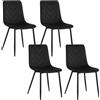 Lestarain Sedie Sala da Pranzo Set of 4, Sedia da Cucina con Schienale, Sedia da Trucco per Camera da Letto, Soggiorno, in Metallo e Velluto, Portata 150kg, Nero, LCNI130002-4