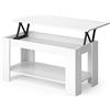 Vicco Tavolino soggiorno Lorenz, Bianco, 100 x 50 cm con funzione di sollevamento, con meccanismo di sollevamento e piano del tavolo regolabile in altezza