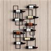 LUVEQLSIT Porta Bottiglie di Vino da Parete, cantinetta vino da parete a parete in metallo, Angolo Bar Mensole da Muro mobile porta bottiglie per la sala da pranzo in cucina bar ( Color : Black with cup holder