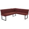 Mendler Panca angolare HWC-O81, sala da pranzo, stoffa ciniglia/tessuto Öko-Tex (310 g/m²) metallo 210 x 159 cm - rosso