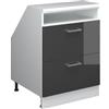 Vicco Mobile cucina sottotetto R-Line, Antracite lucido, 60 cm con 2 cassetti, carcassa 60 cm profondità, per la libera combinazione all'interno di sistemi cucina modulari