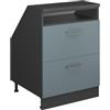 Vicco Mobile cucina sottotetto R-Line, Grigio-blu, 60 cm con 2 cassetti, carcassa 60 cm profondità, per la libera combinazione all'interno di sistemi cucina modulari