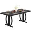 Tribesigns Tavolo da pranzo per 4-6 persone, 160 x 80 cm, tavolo da pranzo nero con telaio in metallo pesante, moderno industriale, rettangolare, tavolo da pranzo per la cucina a casa