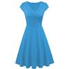 EFOFEI Donna Abito Estivo da Spiaggia Abito Midi Svasato a Trapezio Abiti Casual Tinta Unita Azzurro XXL