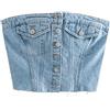 PAXAS Donne Button Down Denim Bustier Crop Top Senza Spalline Jeans Corsetto Top Backles Push Up Canotte Vintage Harajuku Streetwear-B, L