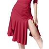 FEOYA Gonna da donna irregolare con spacco, per balli latini e balli latini, Swing Dancewear a vita alta, tango, rumba, salsa, minigonna con pantaloncini integrati, Rosso, M