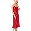 Indigo Sky Samsara Long Satin Chemise Nightdress Camicia da Notte, Rosso Rosso, 16-18 Donna