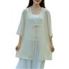 KIJSKKOPO Cardigan Lungo Leggero da Donna per L'Estate, Blu in Cotone E Lino, Manica A 3/4, Aperto sul Davanti, Sottile Giacca Casual da Annodare, Top da Abito, Canotta Beige