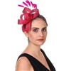 Haojing Copricapo da donna con piume e fiori in sinamay, copricapo da donna, per corsa, Royal Ascot, pillbox, matrimonio, cocktail, tea party, derby, B4-cachi, M