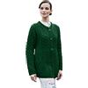 Carraig Donn Aran Woolen Mills Cardigan Cappotto con Bottoni Lavorato a Maglia da Donna 100% Lana Merino (Verde, XL)