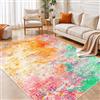 VARIKASHOM Tappeti di Zona Decorazioni Salotto Grandi Dimensioni Tappeto Soggiorno, Astratto moderno verde, rosa, arancione, giallo, viola, bianco, 200 x 280 cm