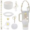 HSAJS Accessori Set per Stanley Cup Set di 7 Incluse 1 Protezione in Silicone per la Stanley Cup 1 Tappi in Cannucce Silicone Stanley Cup Accessori per Stanley Cup 800ml e 1100 (Bianco)