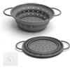 VOSSOT Scolapasta silicone pieghevole 22 cm grigio,per Pasta, Verdura e Lavaggio, Cestino Drenante Collapsible, Setacci da Cucina per Pasta, Frutta, Verdura,Grigio