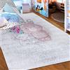 Mazovia Tappeto Salotto - Tapeto Stampato Pelo Corto - Morbido Tappeto Camera da Letto - Antiscivolo Tapeto EMMA - Tappeto Bambini Motivo Animali - Rosa Pink Grigio 140x200cm