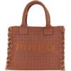 Pinko Borsa Shopper Media Beach in Canvas con Logo e Dettagli Sfrangiati Art. 106673A3A4 (J05 - Viola)