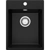 PRIMAGRAN Lavello da Cucina Nero 38x50cm, Lavandino in Granito a 1 vasca + Sifone Classico, Lavabo da Cucina Incasso al Mobile 40cm - Riga S035