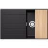 PRIMAGRAN Lavello da Cucina Nero 78x50cm, Lavandino in Granito a 1 vasca + Set di accessori, Lavabo da Cucina Incasso al Mobile 45cm - Copenhagen Top S339