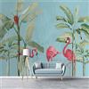 Yimesoy Carta Da Parati Personalizzata Murale Dipinto A Mano Nordic Fresh Plant Banana Leaf Flamingo 3D Camera Da Letto Soggiorno Divano Tv Sfondo Wall Decor 150Cm(W)×105Cm(H)