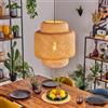 hofstein Lampada a sospensione HOFSTEIN Vireda moderna in metallo/bambù nero/naturale, design boho, paralume a griglia (Ø 45 cm), altezza regolabile max. 146 cm, E27, soggiorno,sala da pranzo, cucina