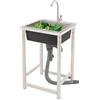 ZHDPYHDD Lavello autoportante in acciaio inox, 1 vasca, grande lavello 45 x 40 x 22 cm, con robusto telaio in acciaio inox (capacità di carico di 110 lbs), rubinetto a 360°, isolamento acustico anticondensorio