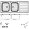 Fhuller ID1162IRBC ● Lavello FHULLER Incasso Cucina IDEA 116X50 2 Vasche a Sinistra e Gocciolatoio Destra, Spessore Acciaio 7/10 Vasche Profonde H 18 Realizzato in Acciaio Inox Spazzolato Made in Italy